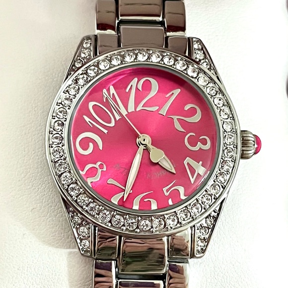 Betsey Johnson Accessories - NIB Pink Silver Rhinestone Watch